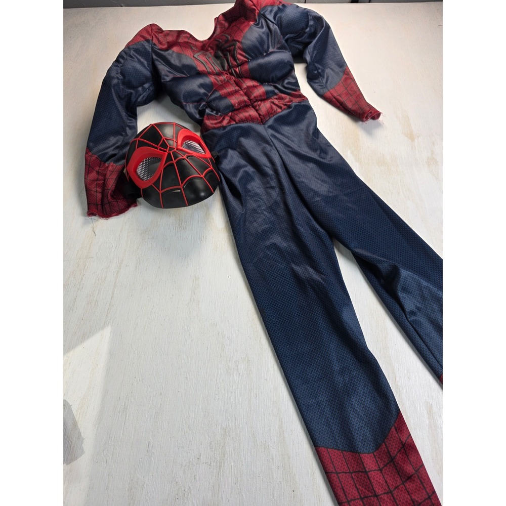 Miles Morales Spider-Man Muscle Chest Costume Kids Jumpsuit and Mask Set 8/10